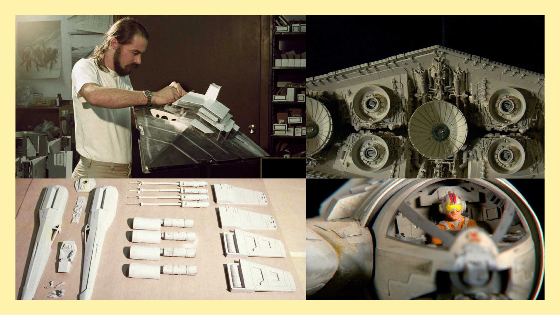 On set of Star Wars in the 70s, a SFX specialist constructs a miniature spaceship