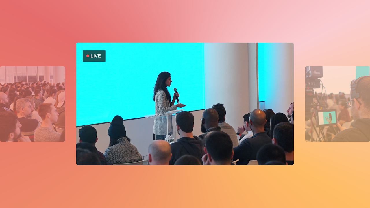Vimeo CEO Anjali Sud speaking at a town hall meeting