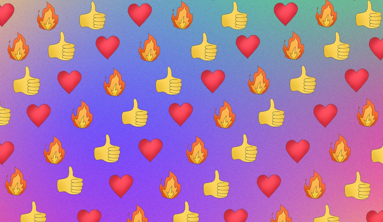 tiling emojis fire thumbs up heart