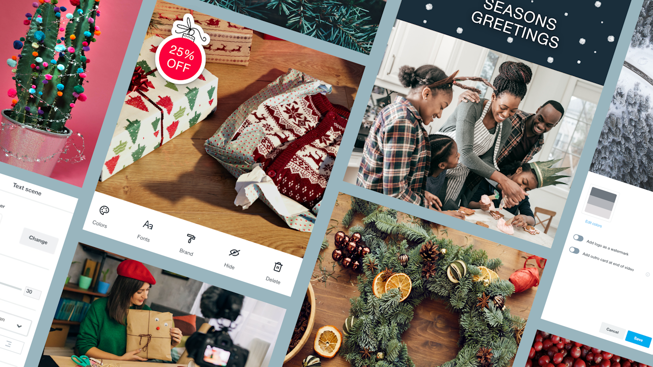 Tiled view of Vimeo Create holiday video templates