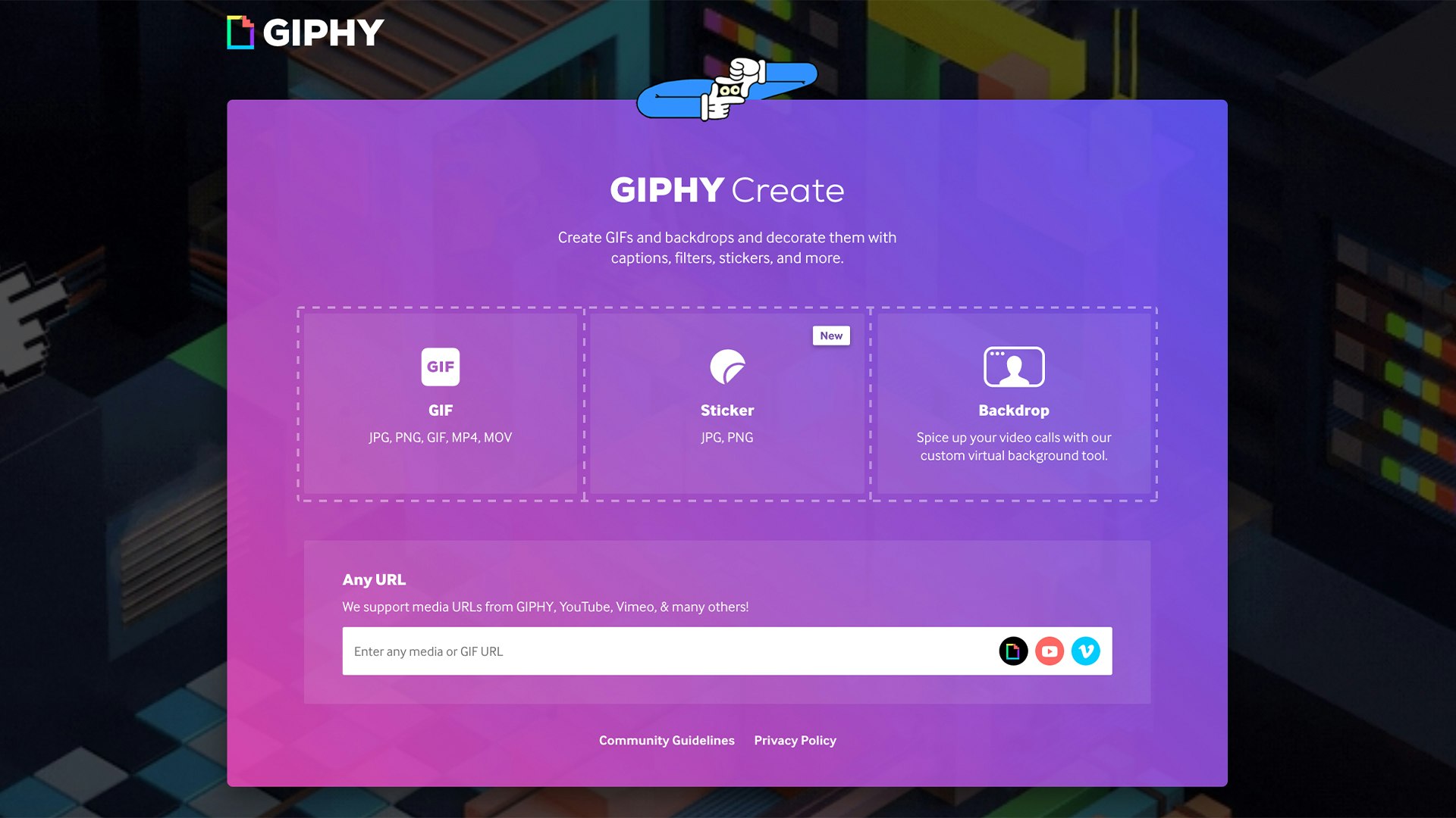 GIPHY create homepage