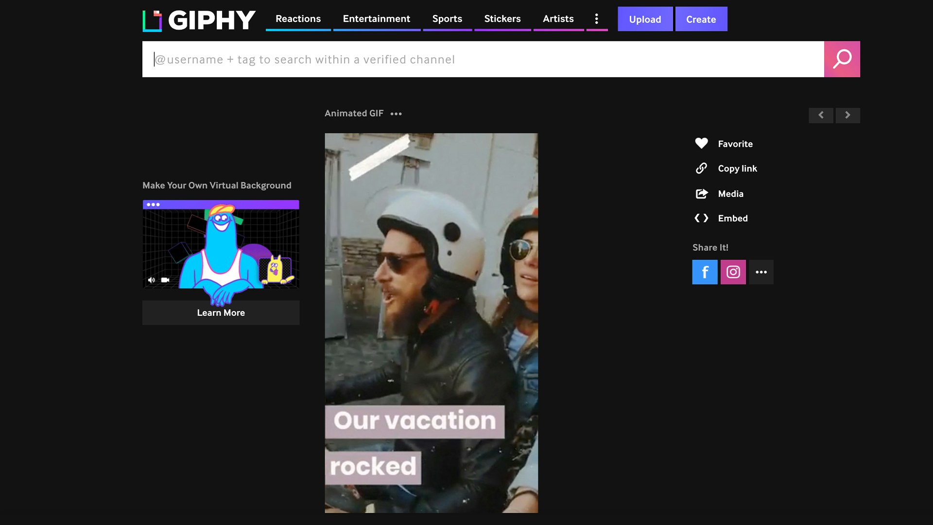 GIPHY create download page