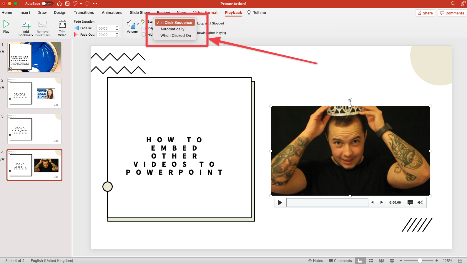 how to embed code web video in powerpoint 2016 mac