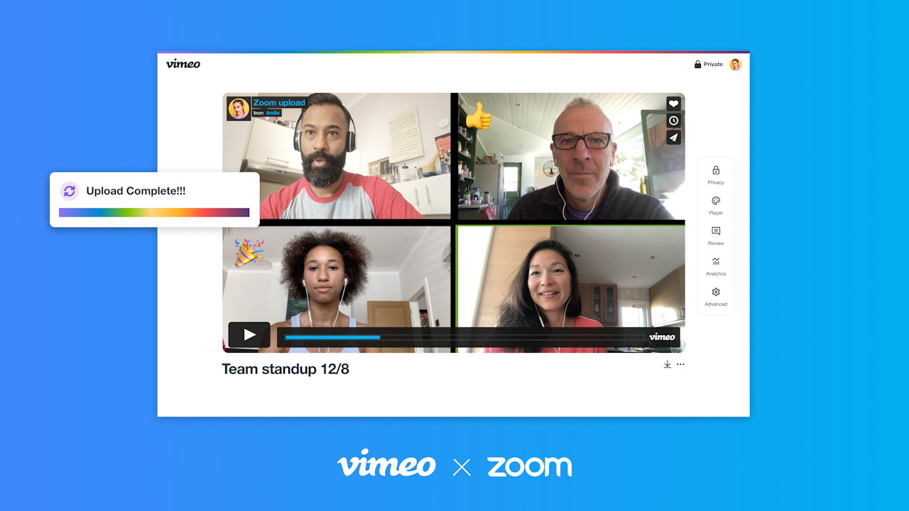 Vimeo to Zoom automatic uploads record zooms