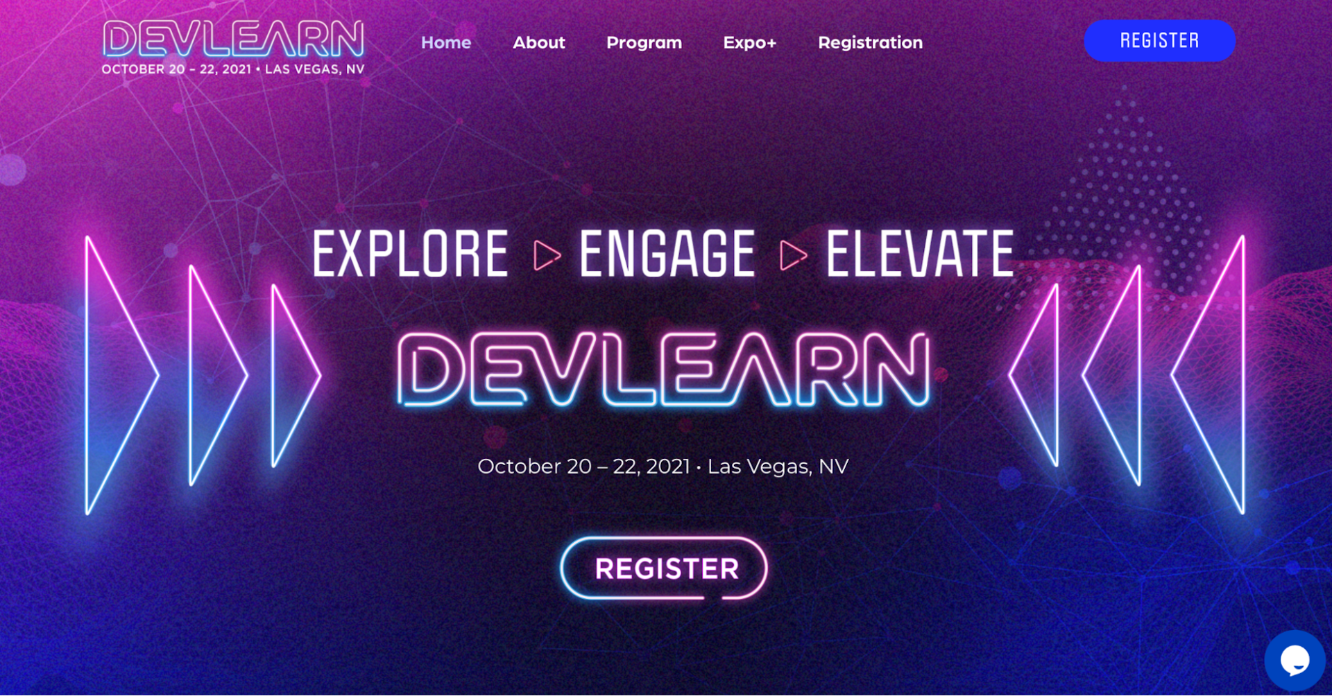 Screenshot of DEVLEARN event registration page