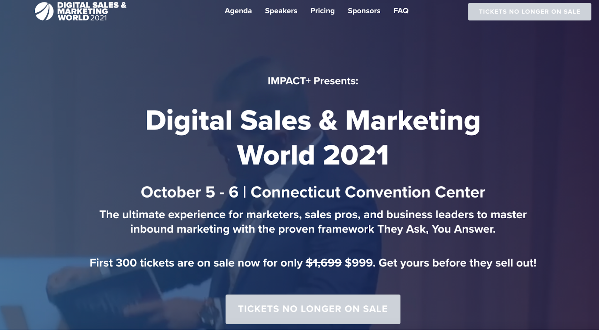 Event page for Digital Sales & Marketing World 2021
