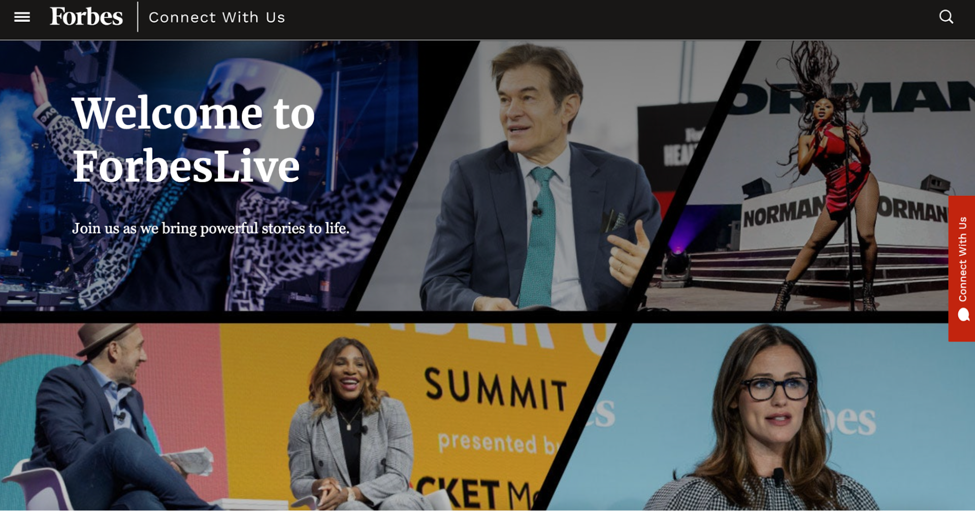 Information landing page for all Forbes Events