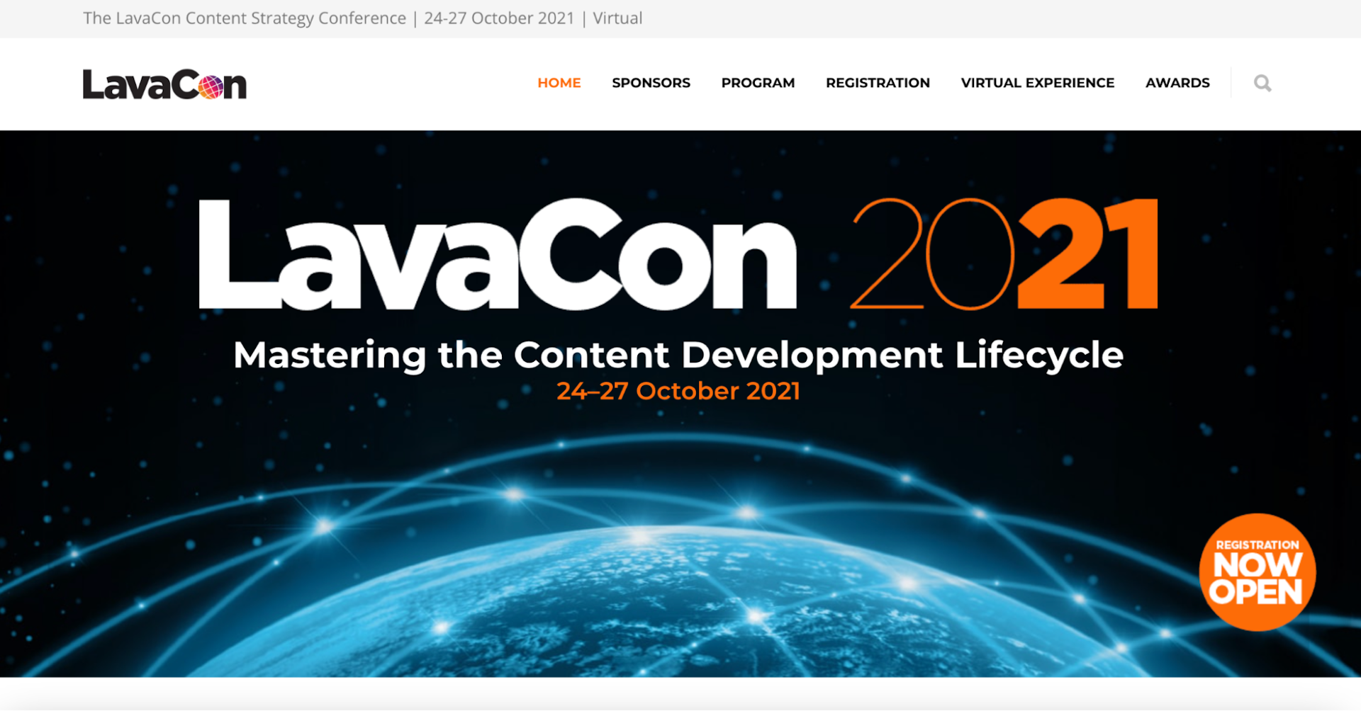 Event page for LavaCon 2021
