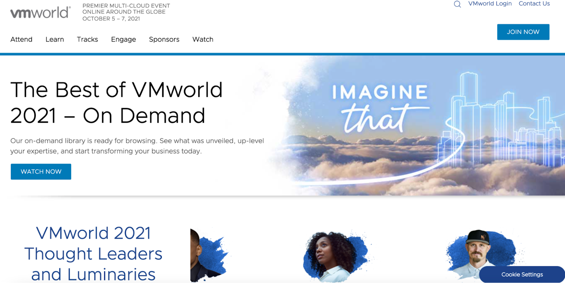 Screenshot of the event registration and details for VMWare World