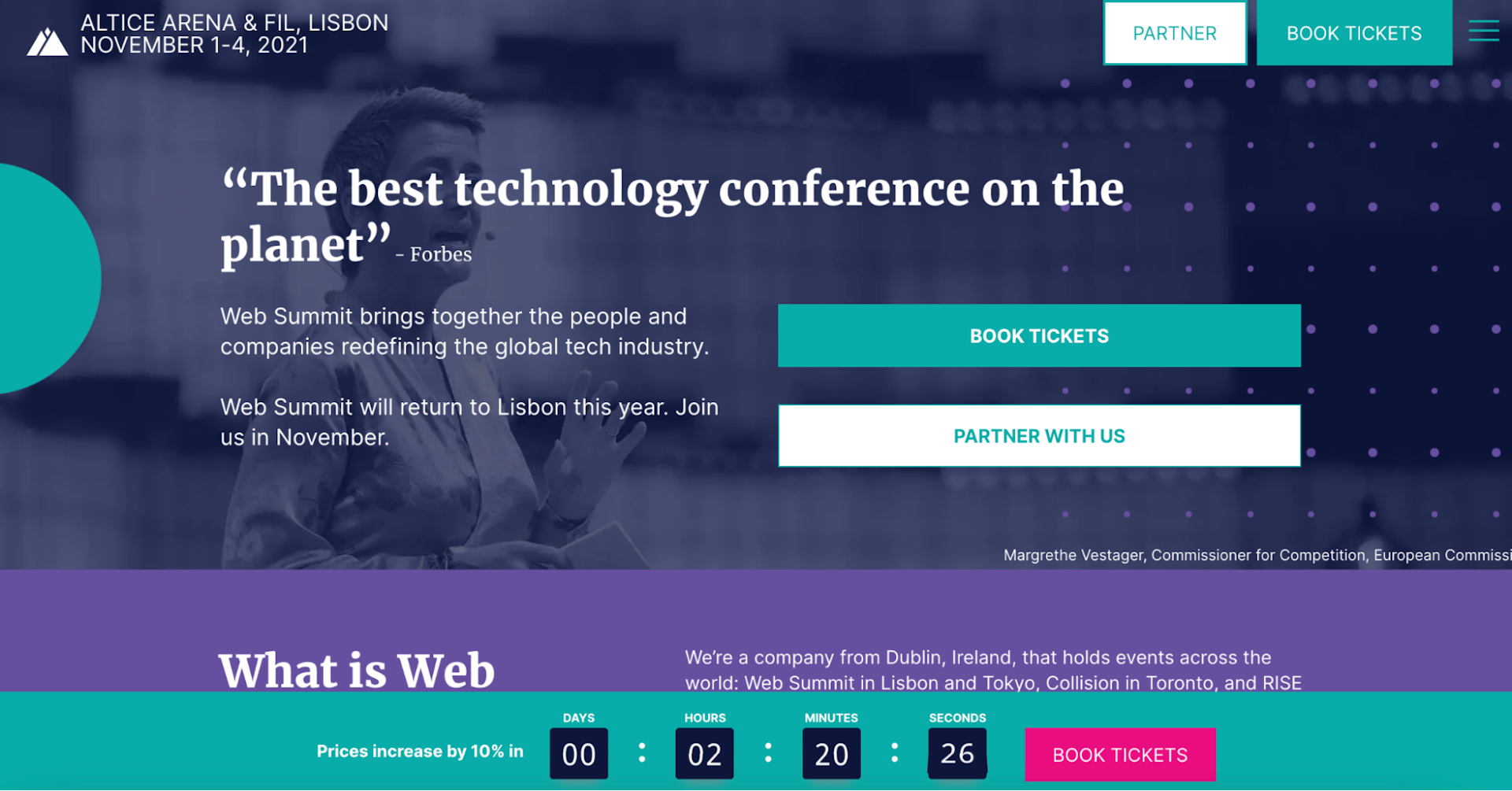 Screenshot of Web Summit 2021