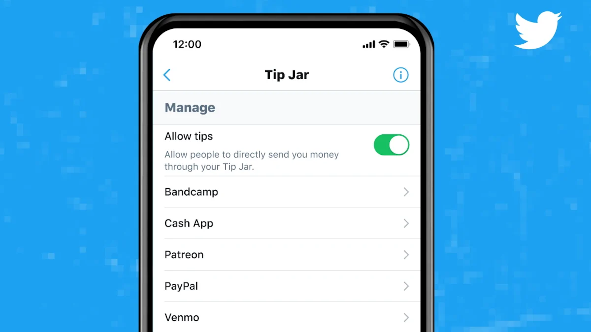 Twitter Tip Jar settings