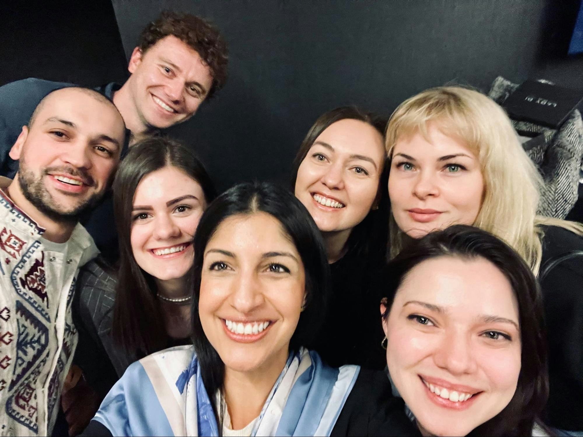Anjali smiling with the Vimeo team based in Ukraine
