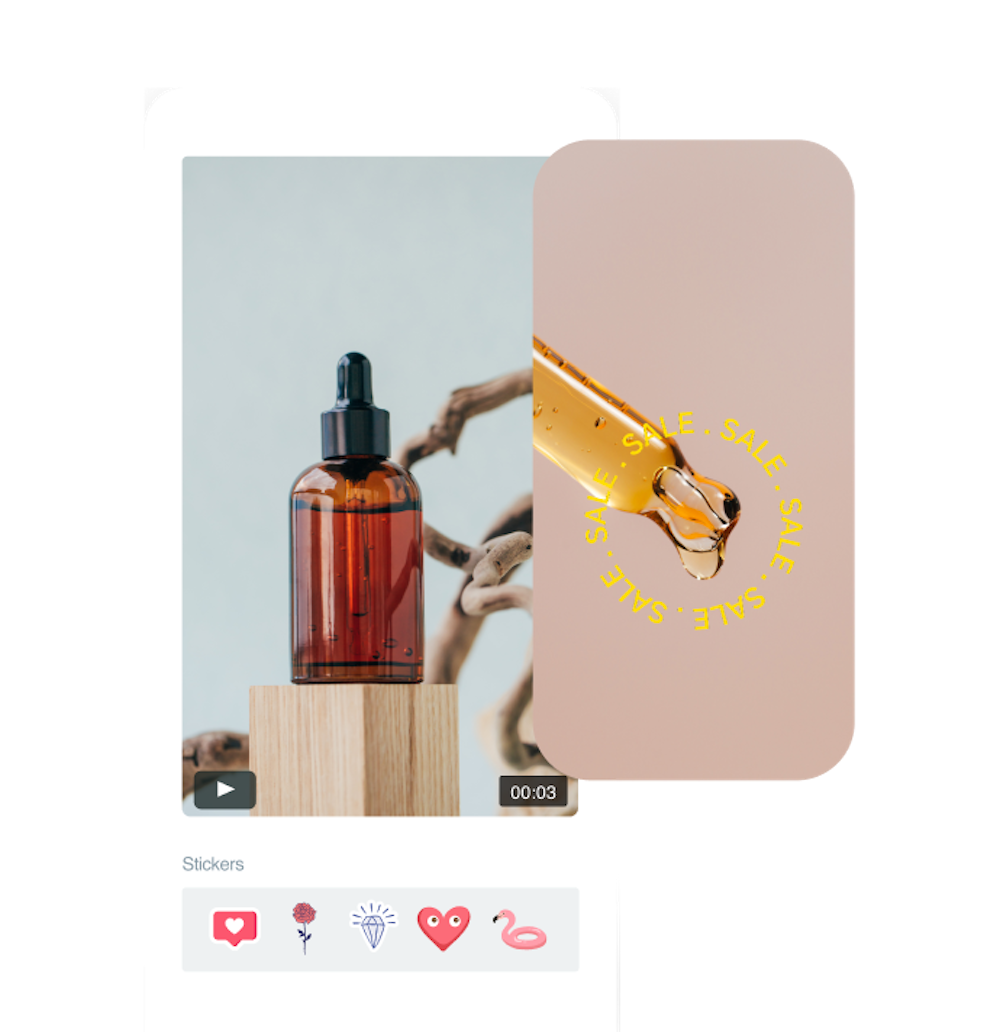 Example image of animated sticker being applied to an ecommerce video