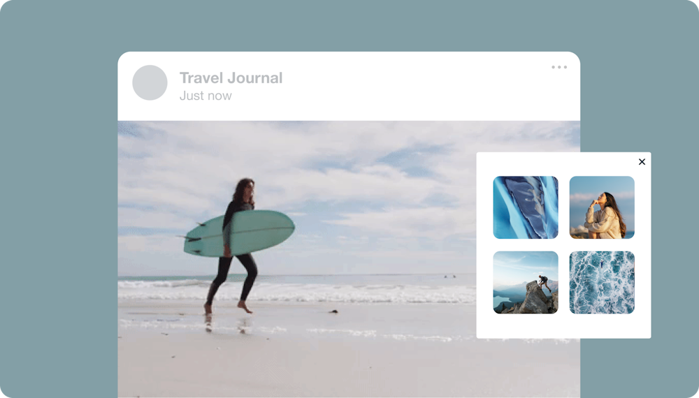 image of a surfer and multiple clips being turned into one video