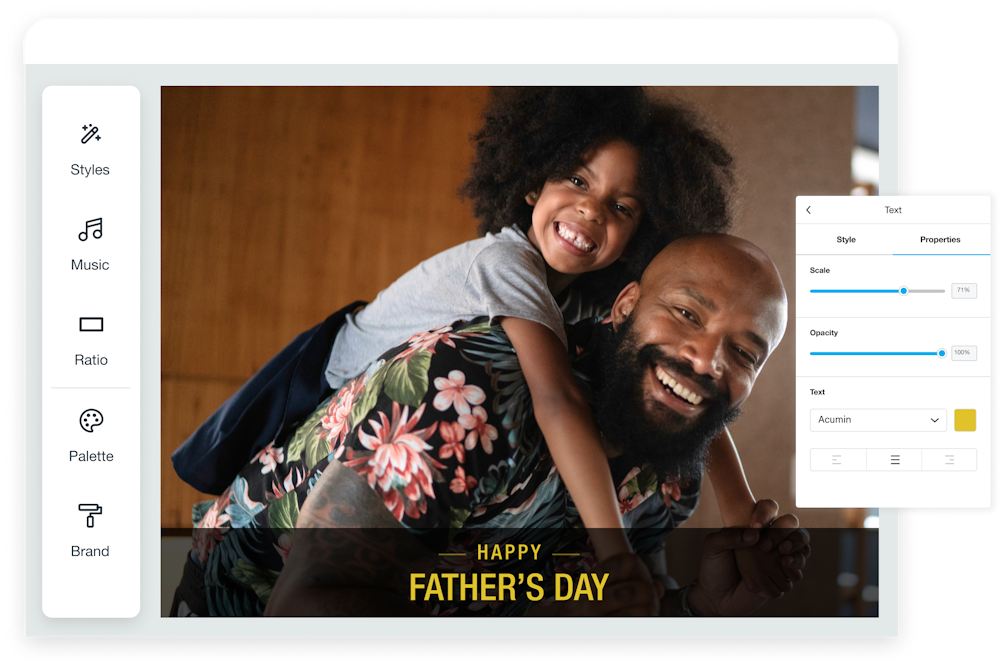 Vimeo video editor, creating a happy father's day video