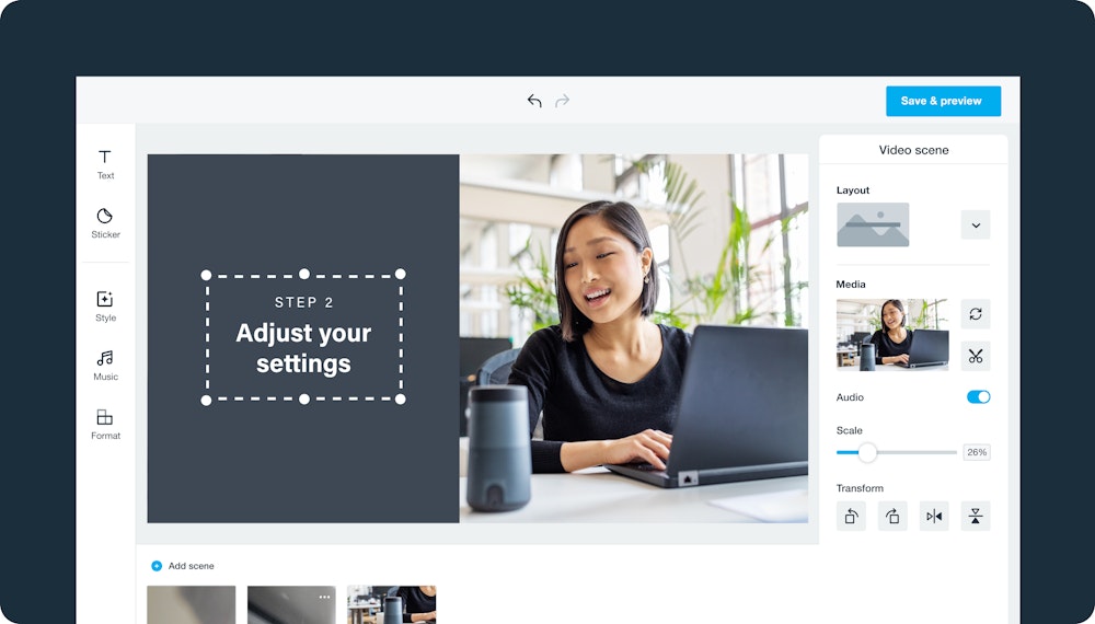 Vimeo video editor, adding your text