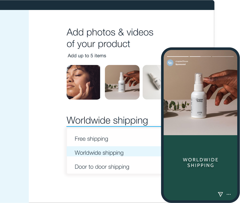 Add photos and videos of your product and shipping options